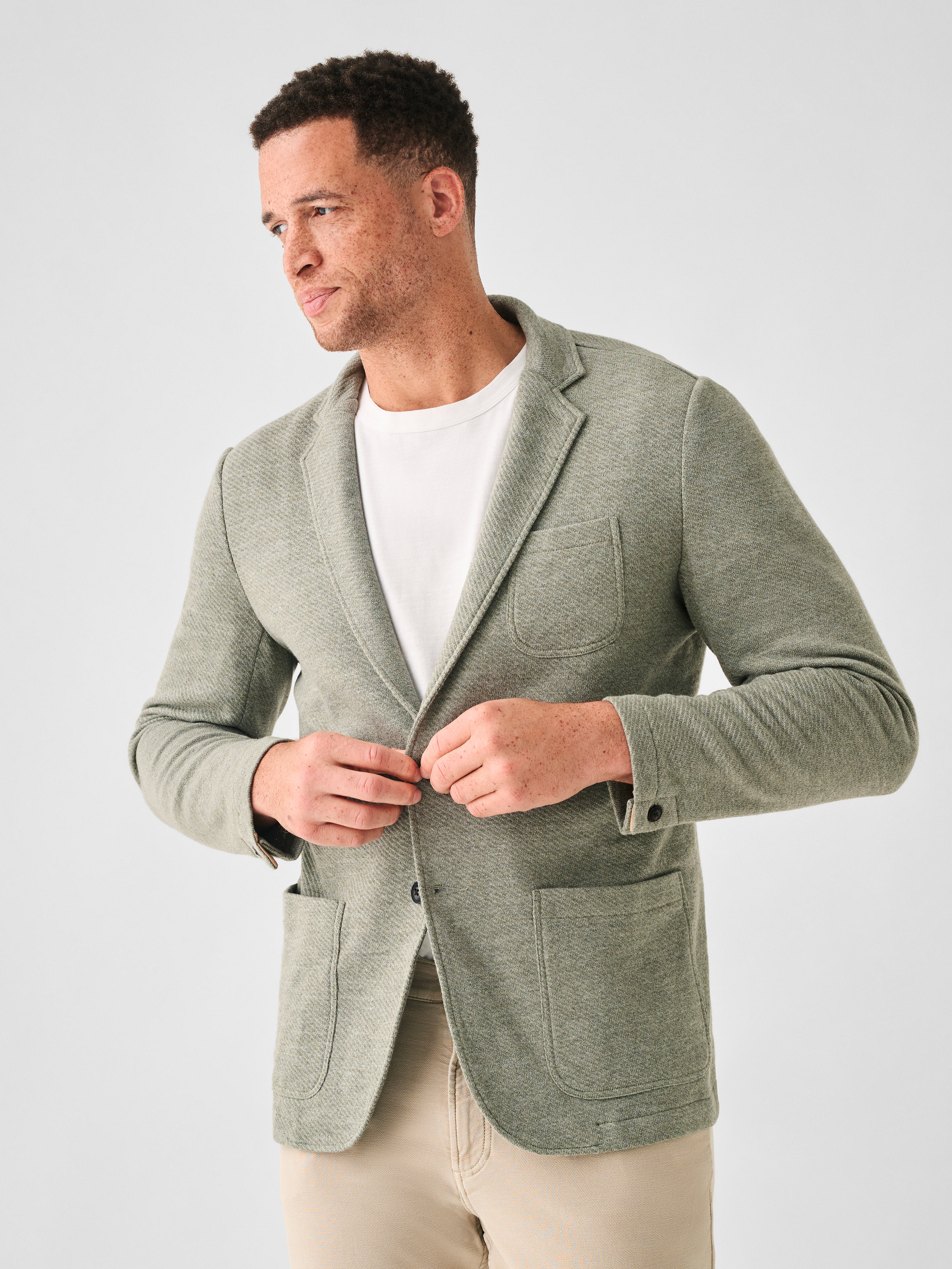 Inlet Knit Blazer - Olive Brush Melange