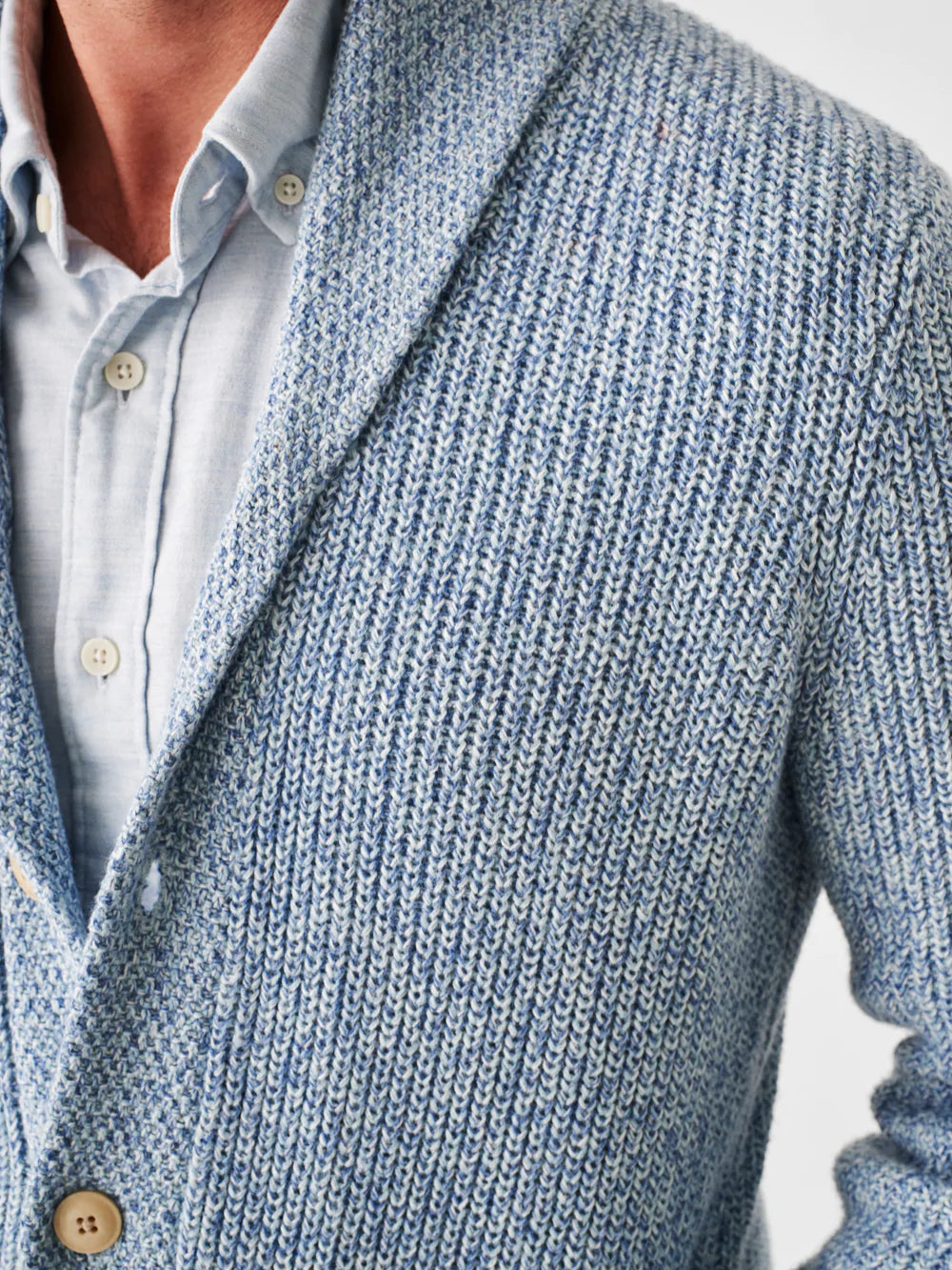 Marled Cotton Cardigan - Spring Sea Marl