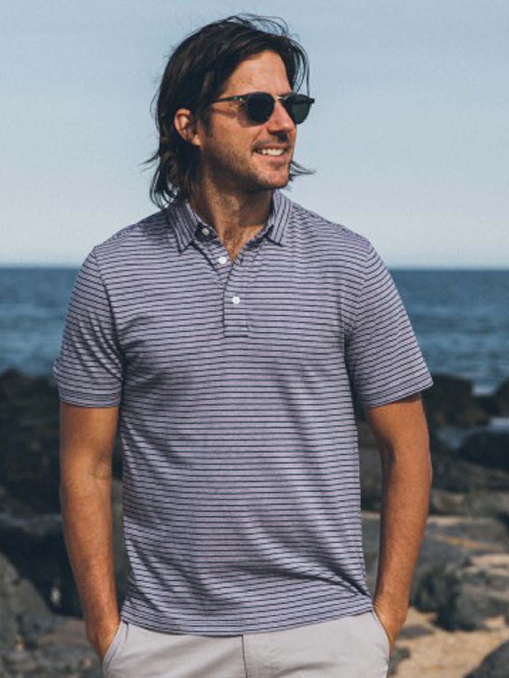 Movement™ Short Sleeve Polo - Dusk Sea Stripe