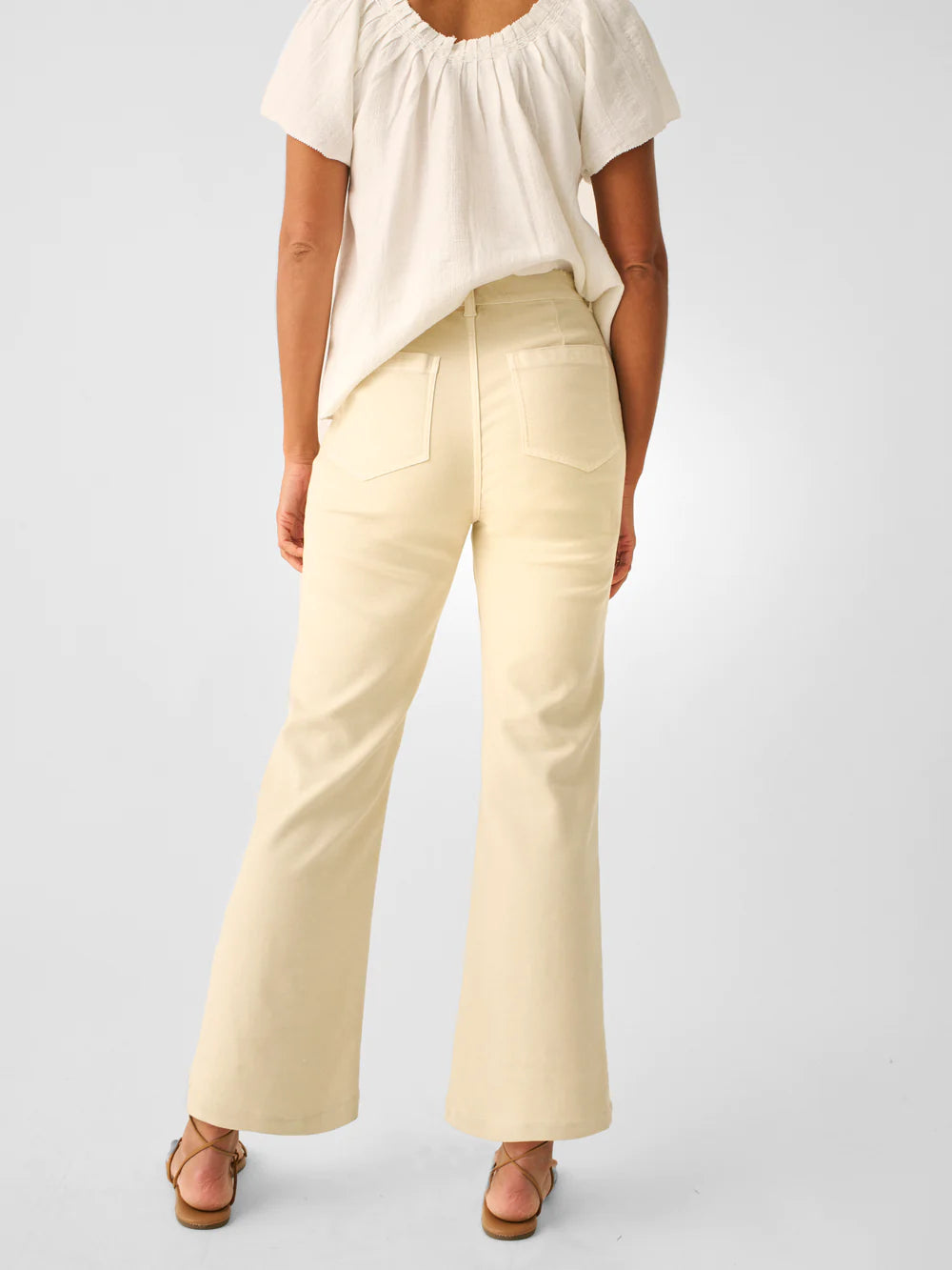 Stretch Terry Wide Leg Pant - Bone White