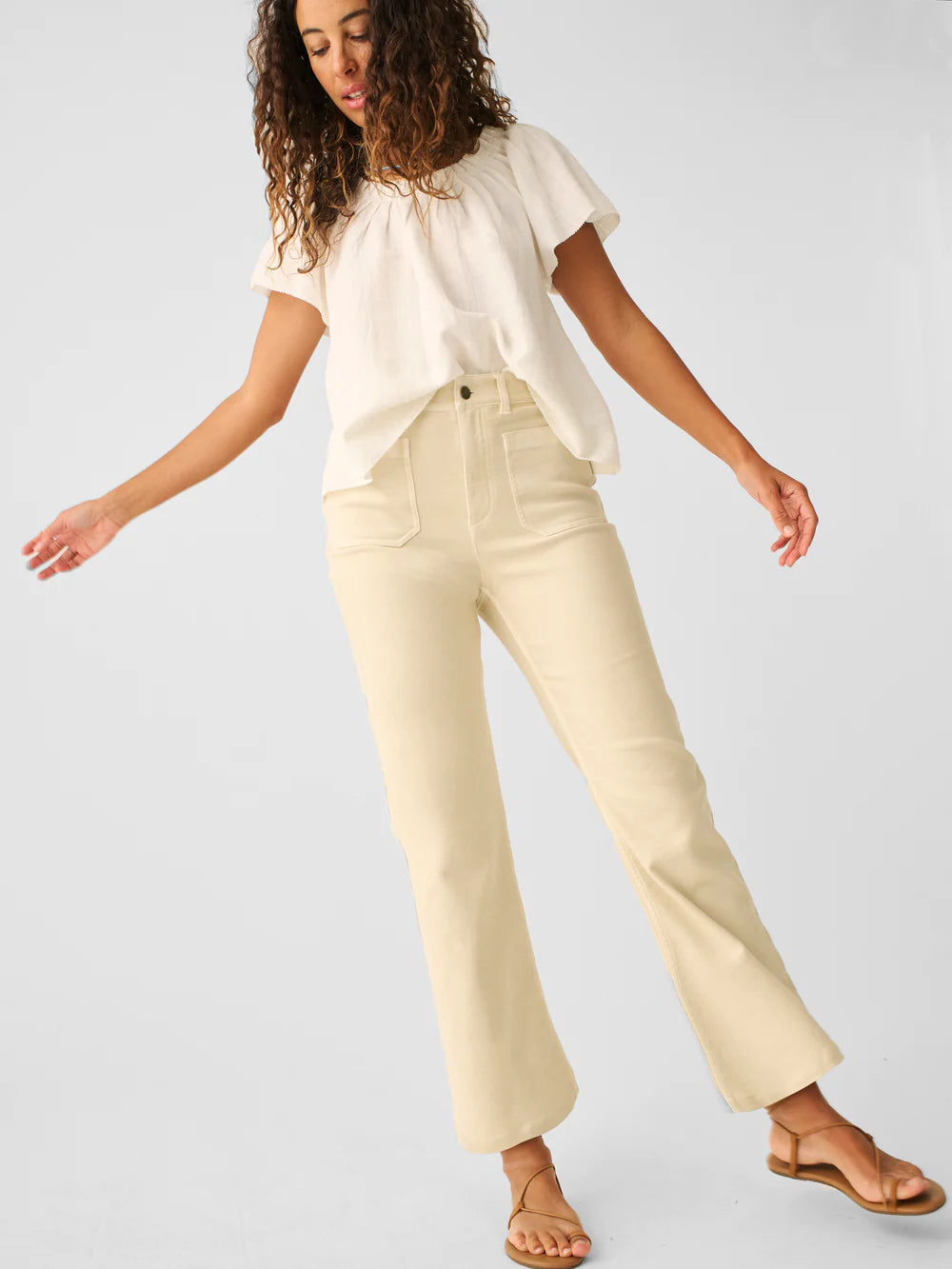 Stretch Terry Wide Leg Pant - Bone White