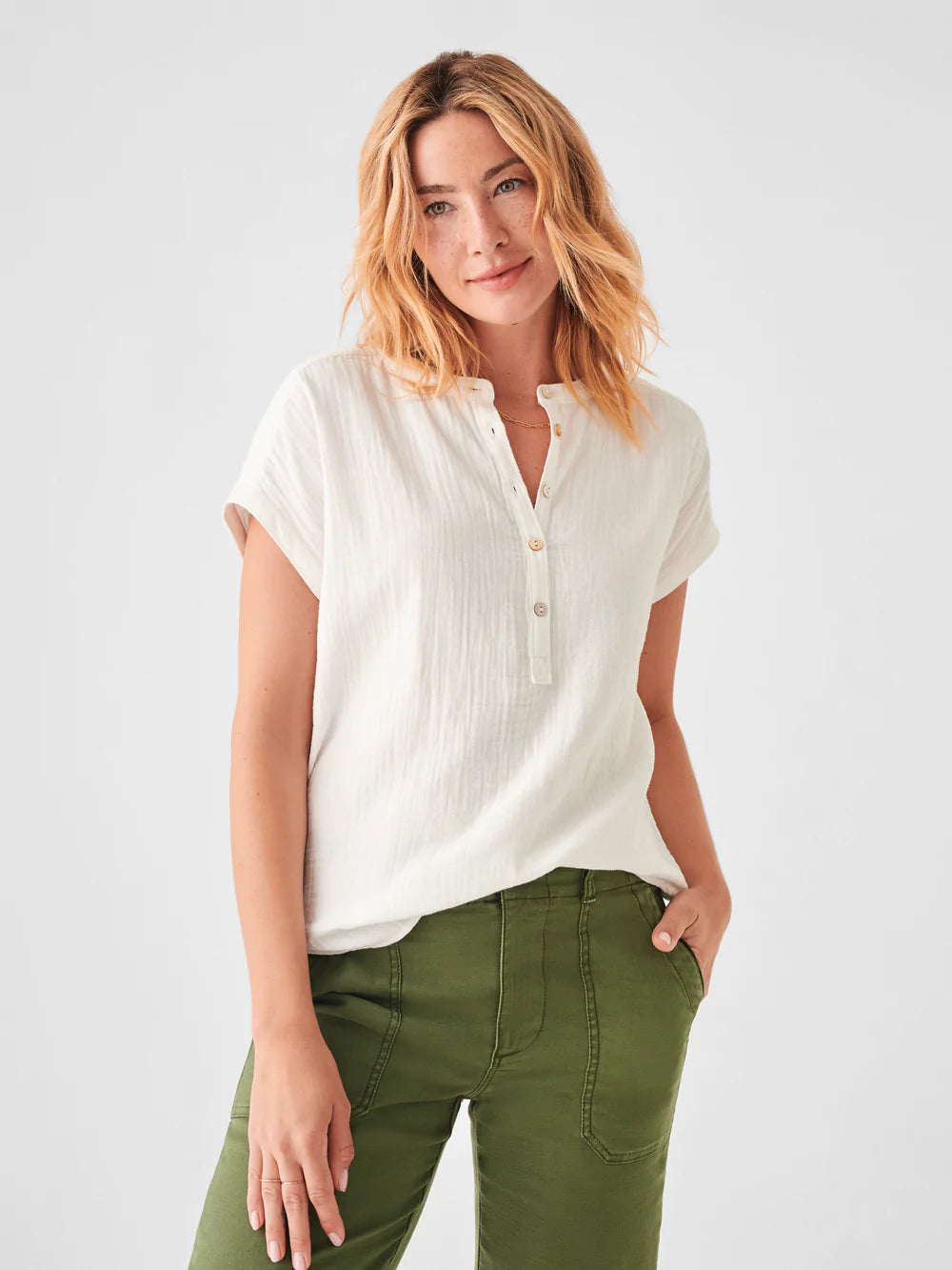 Dream Cotton Gauze Wide Leg Pant by Faherty Online, THE ICONIC