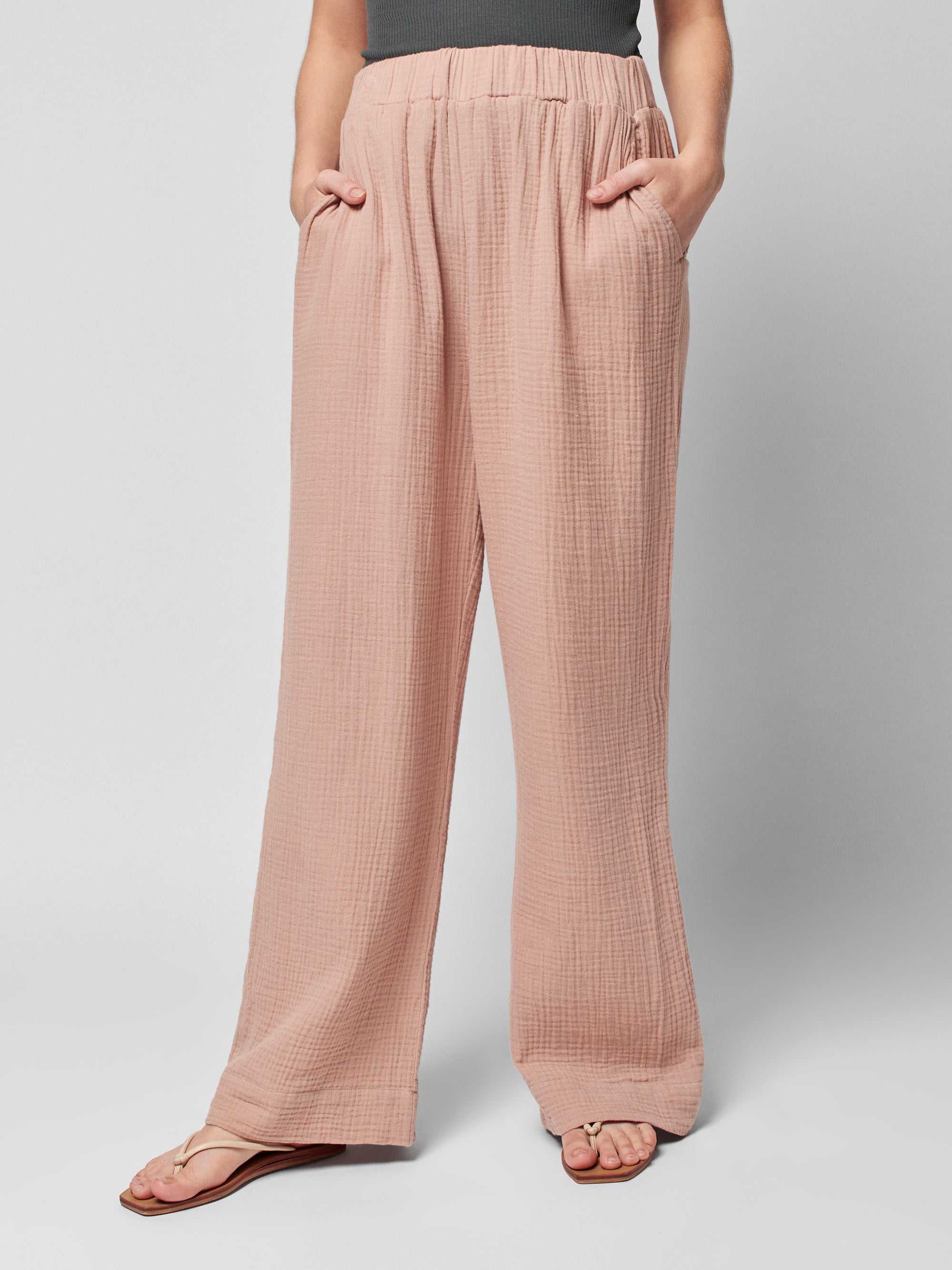 Dream Cotton Gauze Wide Leg Pant - Nougat