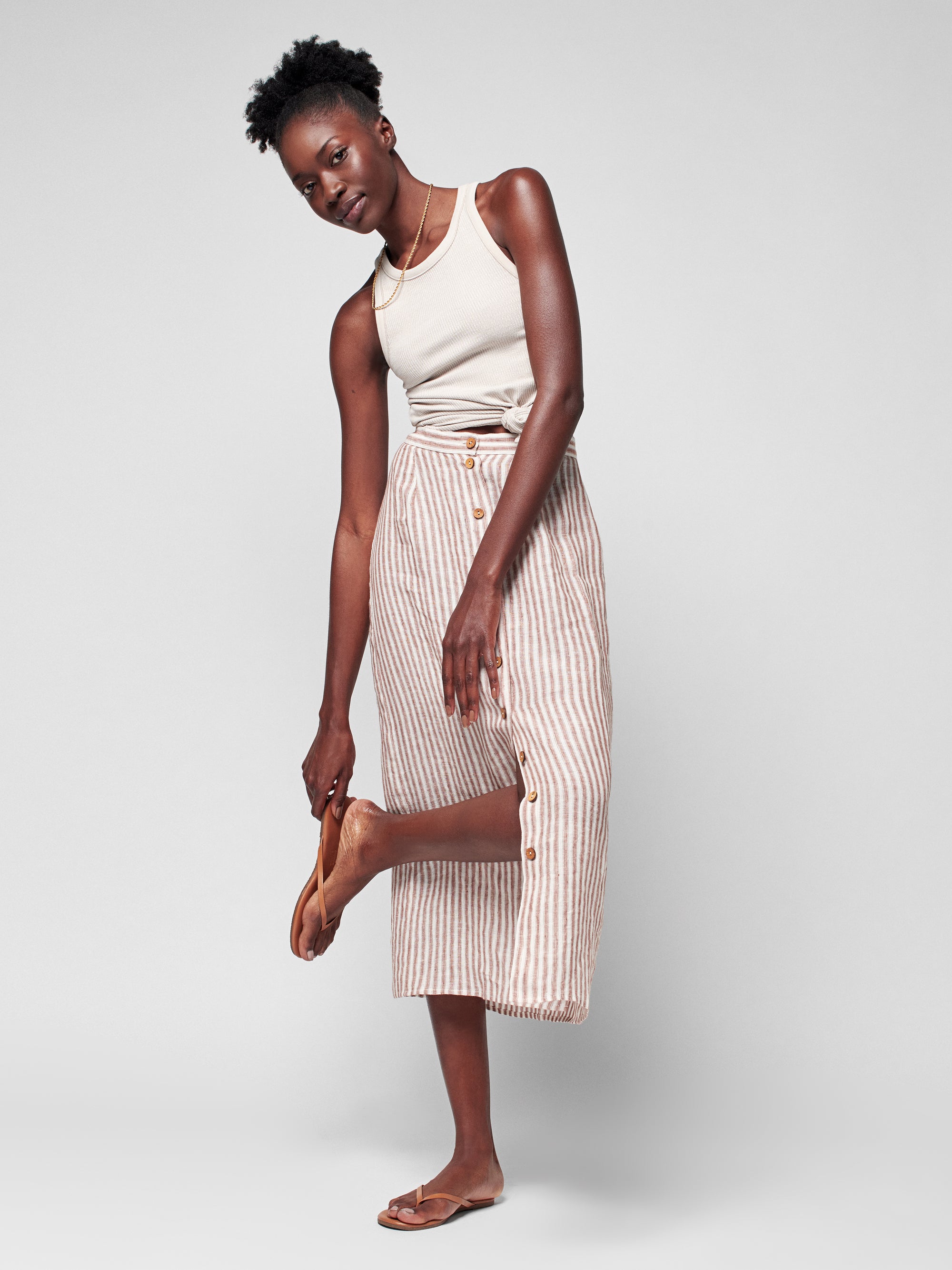 Billie Skirt - Bronze Low Tide Stripe