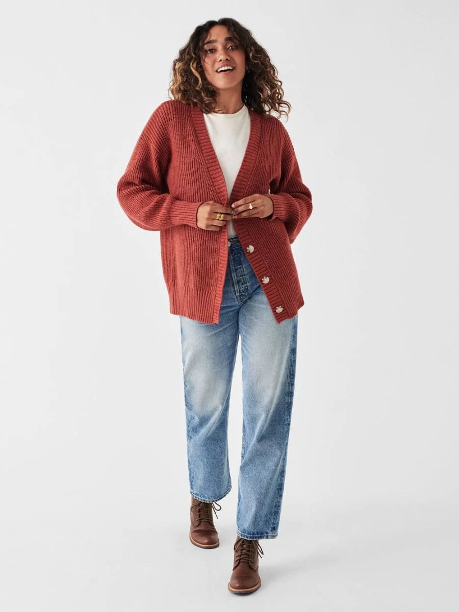 Cozy Cotton Boyfriend Cardigan - Henna